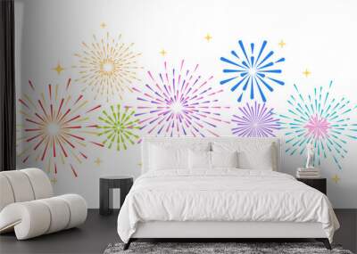 Flat colorful fireworks festive celebration new year christmas illustration vector design Wall mural