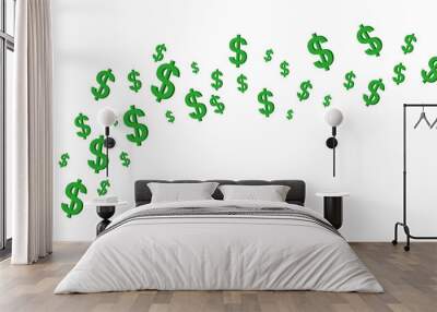 Wavy green dollar sign business concept illustration Wall mural