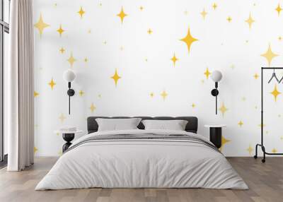 Yellow glitter sparkling stars background pattern illustration vector Wall mural