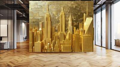 Golden Skyline: A Miniature Cityscape Wall mural