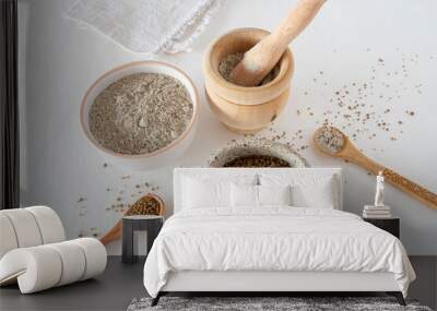 Close-up of semolina and millet flour Wall mural