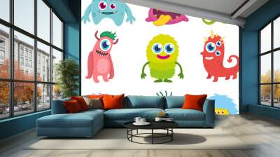 Funny Cute Little Monster Set Wall mural