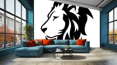 Side view of lion head with black and white style Wall mural