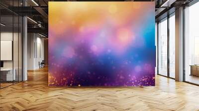 Glittering Gradient Background with Hologram Effect Featuring Magic Lights, Fairy Sparkles, Gold Stars, and Festive Blurs Creating a Dreamy and Enchanting Atmosphere for Fantasy Designs Wall mural