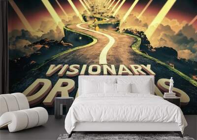 A roadmap to success, illuminated by the light of inspiration and commitment, detailing the journey of resilience, persistence, and the pursuit of visionary dreams Created Using roadmap illustr Wall mural