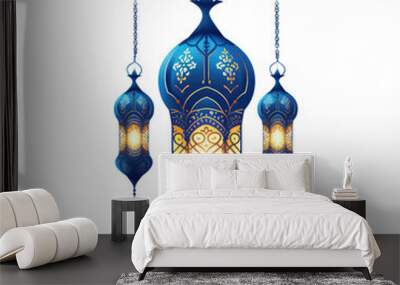 blue and white lanterns Wall mural