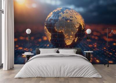 Global Connectivity and Network Concept Over Digital Earth Wall mural