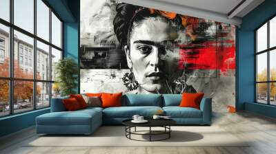 Lidy Stuit bij deze Create a fantastic modern art image of frida khalo  Wall mural