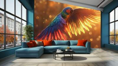 Parrot in Flight at Sunset Wall mural