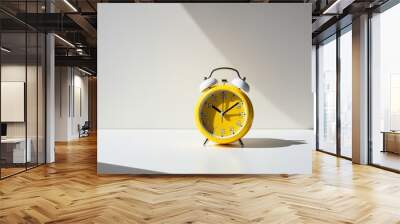 Yellow alarm clock isolated on white background, Wall mural