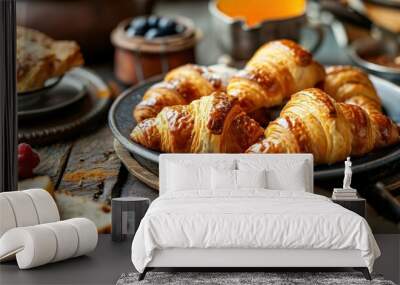 Croissant Platter against a brunch table Wall mural