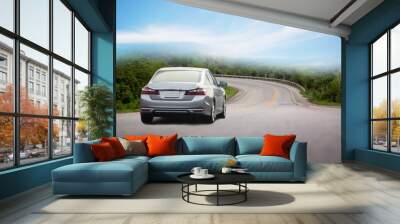 car on the road Wall mural