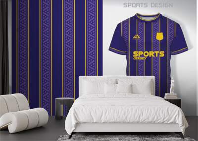 Vector sports shirt background image.Purple straight line basketweave pattern design, illustration, textile background for sports t-shirt, football jersey shirt Wall mural