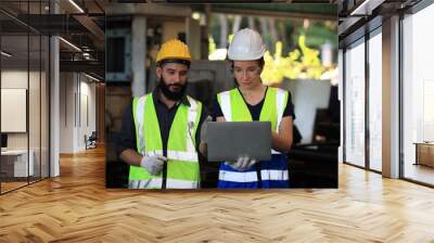  engineer on site working for production or maintenance  big machine industry in factory Wall mural