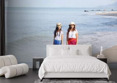  summer vacation on the beach feeling so happiness and cheerful,Travel in tropical beach in Thailand,vacations and relaxation Concept Wall mural