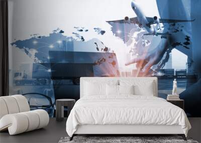 business of worldwide cargo transport or global business commerce concept or import-export commercial logistic ,shipping business industry Wall mural