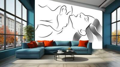 couple love having sex and kiss , line art vector Wall mural