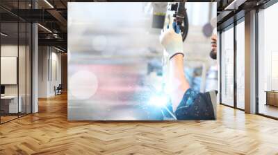 engineer checking robot welding machine Wall mural