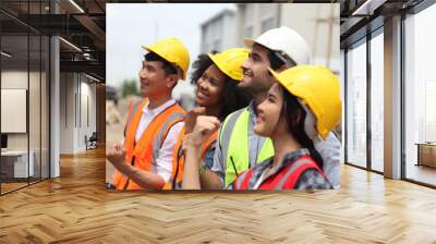 engineering team or worker team they are working at construction site Wall mural