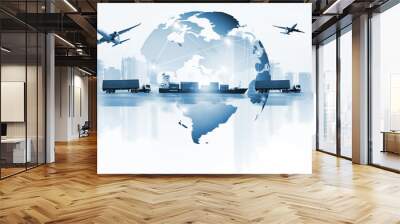 The world logistics  background or transportation Industry or shipping business, Container Cargo  shipment , truck delivery, airplane , import export Concept Wall mural