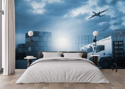 Transportation, import-export, logistic, shipping business management Wall mural