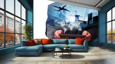 Transportation, import-export and logistics concept and copy space Wall mural