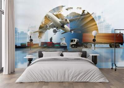 transportation world business,industry of logistic , import export supply or shipping business Wall mural