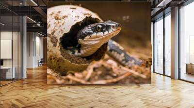 A baby snake hatching from its egg Wall mural