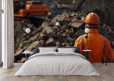 A worker in an open-pit mine. Wall mural