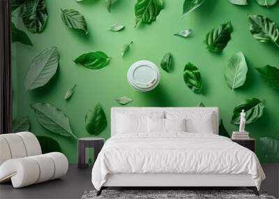 corporate concept to invest in the environment social and governance. Cooperation of organization charity and support Environmental technology concept for Sustainable development.  green background  Wall mural