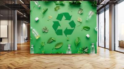 corporate concept to invest in the environment social and governance. Cooperation of organization charity and support Environmental technology concept for Sustainable development.  green background  Wall mural