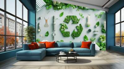 corporate concept to invest in the environment social and governance. Cooperation of organization charity and support Environmental technology concept for Sustainable development.  white background  Wall mural