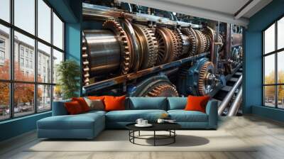 Machinery encompasses a wide range of mechanical devices, tools, and apparatus designed to perform specific tasks or functions. It utilizes power sources, such as electricity or fuel, to convert  Wall mural