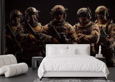 Special forces soldiers in combat gear and weapons Wall mural