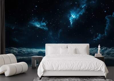 Spooky night sky with wispy clouds and distant stars. Wall mural