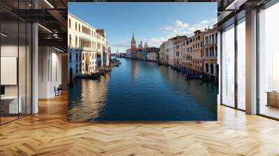 The picturesque canals and historic architecture of Venice, Italy, bathed in the soft light of dawn Wall mural