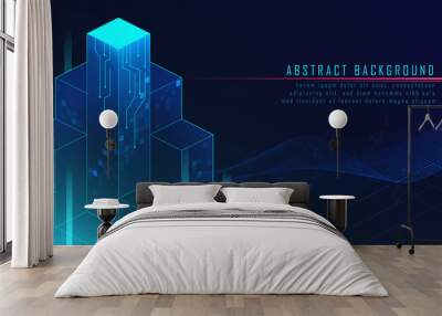 Abstract Glowing futuristic blocks Wall mural