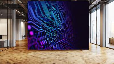 Blue and Purple technology background circuit Wall mural