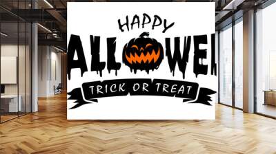 Happy Halloween Text Banner, Vector Wall mural