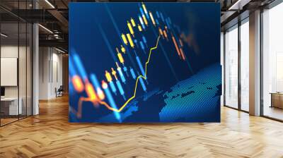 Stock market or forex trading graph in futuristic concept suitable for financial investment or Economic trends business idea and all art work design. Abstract finance background Wall mural