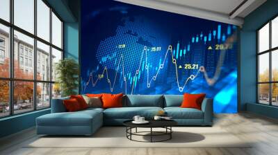 Stock market or forex trading graph in futuristic concept suitable for financial investment or Economic trends business idea and all art work design. Abstract finance background Wall mural