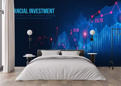 Stock market or forex trading graph in graphic concept suitable for financial investment or Economic trends business idea and all art work design. Abstract finance background. Vector illustration Wall mural