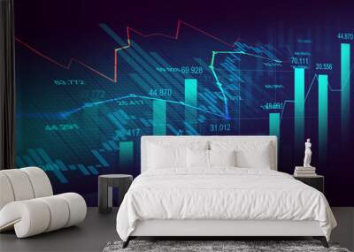 stock market or forex trading graph in graphic concept Wall mural