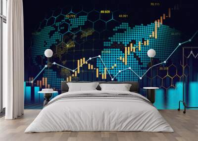 Stock market or forex trading graph in graphic concept Wall mural