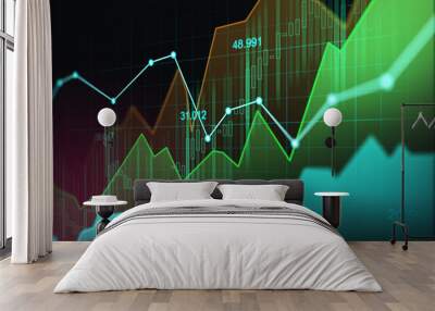 Stock market or forex trading graph in graphic concept Wall mural