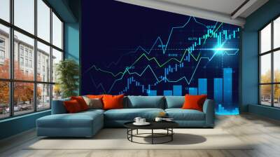 Stock market or forex trading graph in graphic concept Wall mural