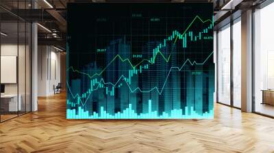 stock market or forex trading graph in graphic double exposure concept Wall mural