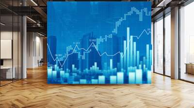 Stock market or forex trading graph in graphic double exposure concept Wall mural