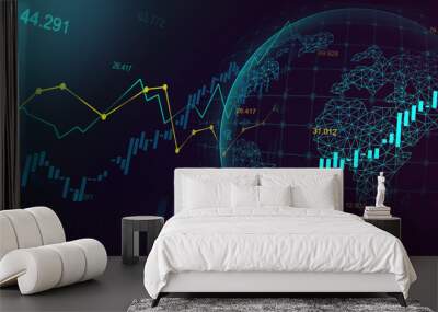 Stock market or forex trading graph Wall mural