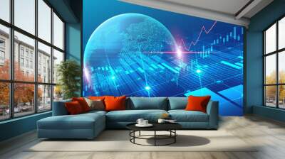 World map with graph in futuristic concept Wall mural